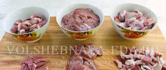 Блюда из субпродуктов птицы (продолжение) Рецепт куриных желудков по грузински